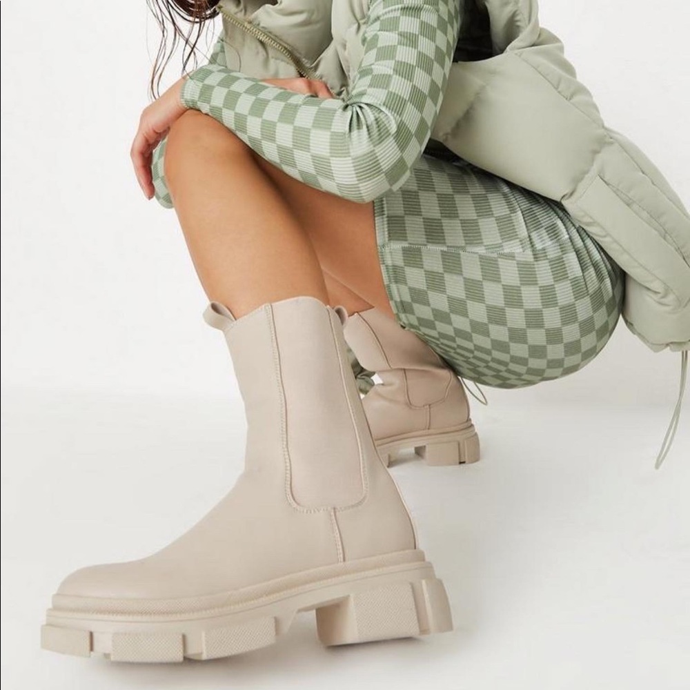 Faux Leather treaded boots